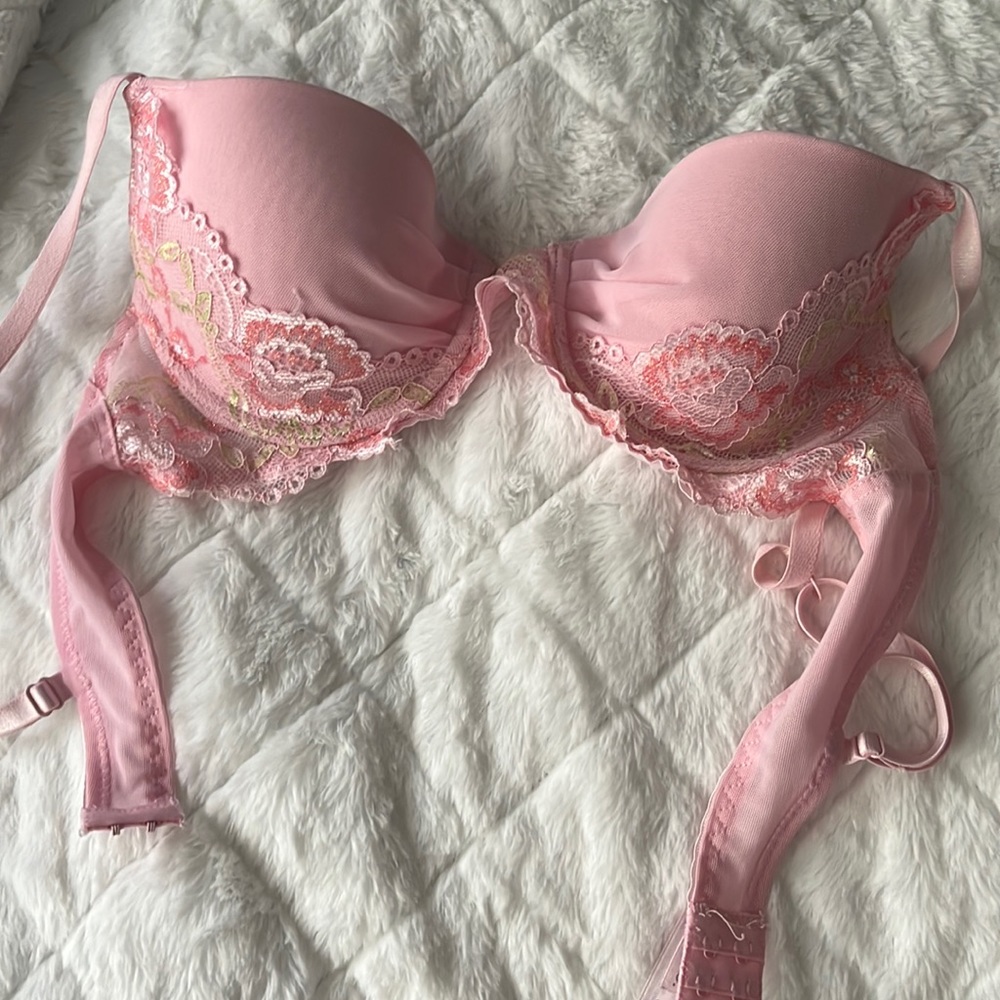 Sophie B. pink embroidered cottagecore bra